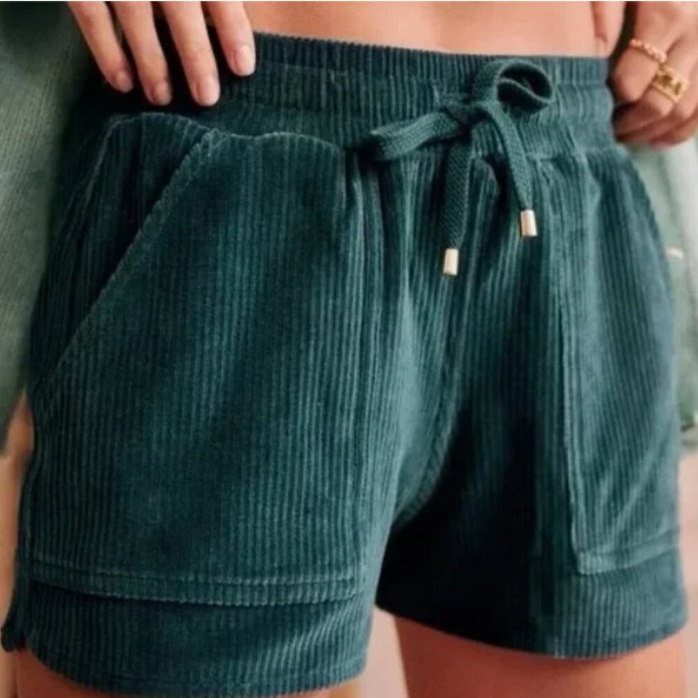 Sezane Teal Corduroy Women Shorts